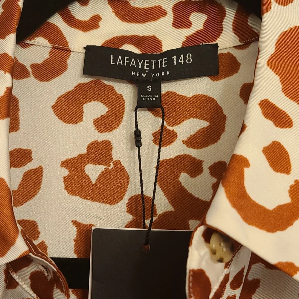 Layfayette 148 Animal Print Shirt Dress Size Small - Picture 3 of 6